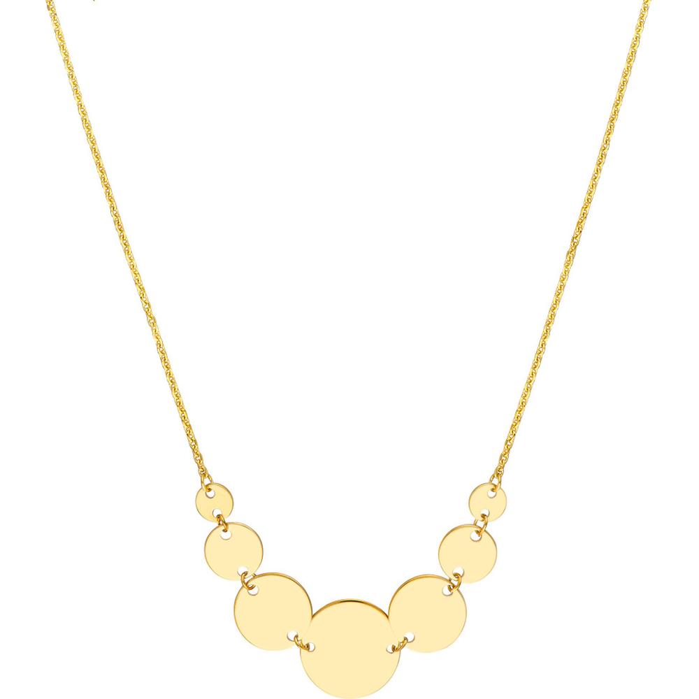Olas d'Oro - 14K Yellow Gold Graduated Disc Station Adjustable Necklace - 3.28g