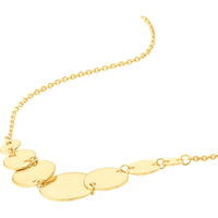 Olas d'Oro - 14K Yellow Gold Graduated Disc Station Adjustable Necklace - 3.28g