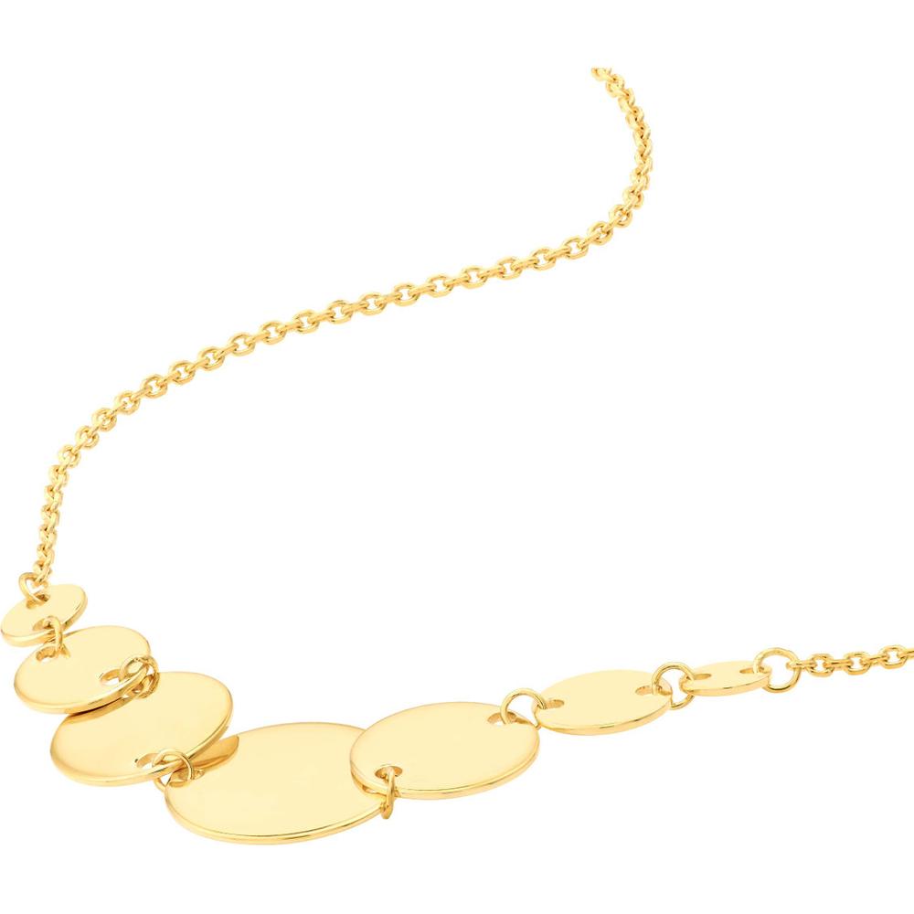 Olas d'Oro - 14K Yellow Gold Graduated Disc Station Adjustable Necklace - 3.28g