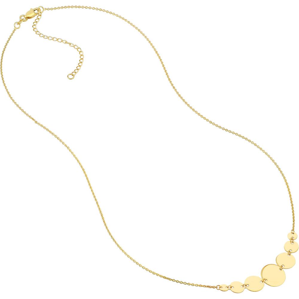 Olas d'Oro - 14K Yellow Gold Graduated Disc Station Adjustable Necklace - 3.28g
