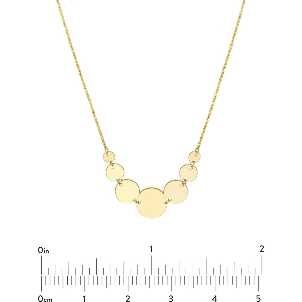 Olas d'Oro - 14K Yellow Gold Graduated Disc Station Adjustable Necklace - 3.28g