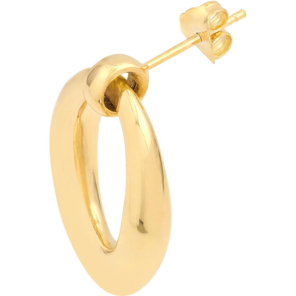 Olas d'Oro - 14K Yellow Gold Graduated Oval Hoop Stud Earrings - 4.46g Total Weight
