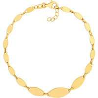 Olas d'Oro - 14K Yellow Gold Graduated Oval Link Bracelet with Pear-Shaped Lobster Clasp - 3.14g Average Weight