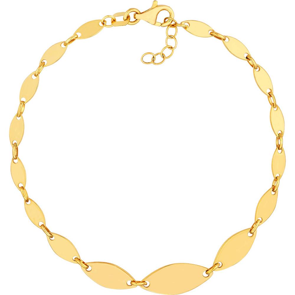 Olas d'Oro - 14K Yellow Gold Graduated Oval Link Bracelet with Pear-Shaped Lobster Clasp - 3.14g Average Weight