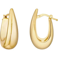 Olas d'Oro - 14K Yellow Gold Graduated Oval Puff Mini Hoop Earrings