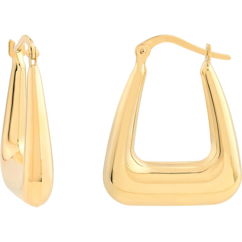 Olas d'Oro - 14K Yellow Gold Graduated Square Puff Hoop Earrings - 2.64g Total Weight