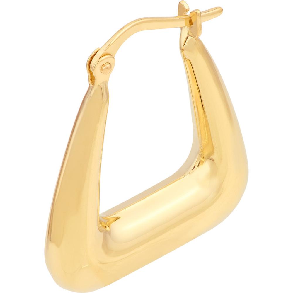 Olas d'Oro - 14K Yellow Gold Graduated Square Puff Hoop Earrings - 2.64g Total Weight