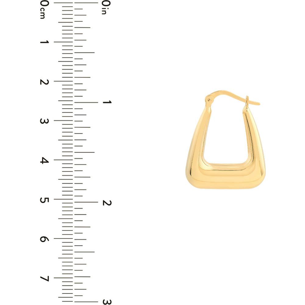 Olas d'Oro - 14K Yellow Gold Graduated Square Puff Hoop Earrings - 2.64g Total Weight