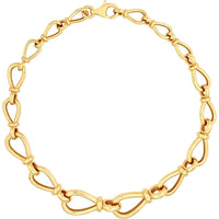Olas d'Oro - 14K Yellow Gold Graduated Teardrop Link Bracelet with Pear Shape Lobster Clasp