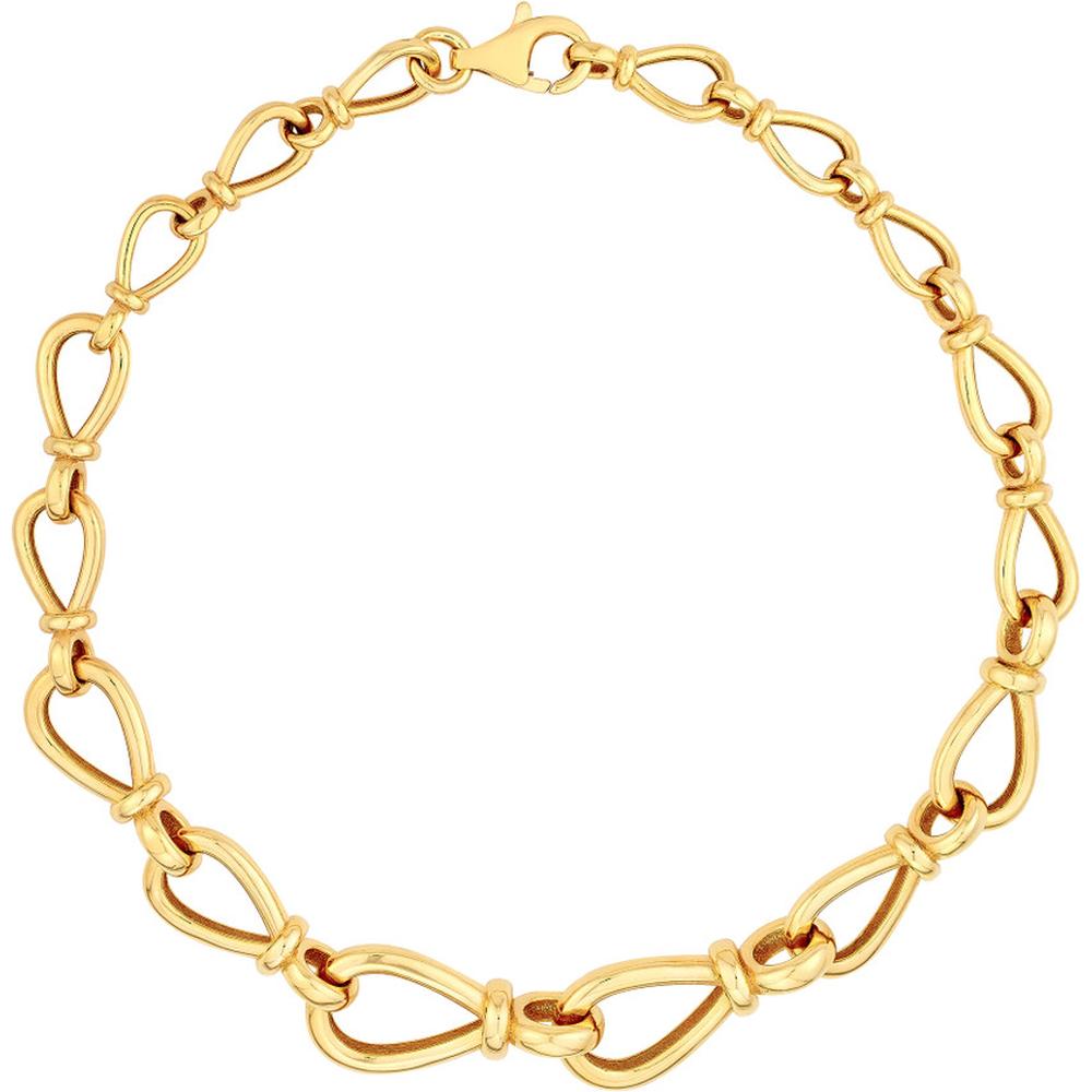Olas d'Oro - 14K Yellow Gold Graduated Teardrop Link Bracelet with Pear Shape Lobster Clasp
