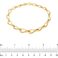 Olas d'Oro - 14K Yellow Gold Graduated Teardrop Link Bracelet with Pear Shape Lobster Clasp