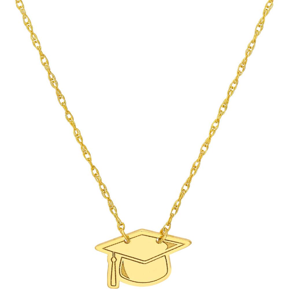 Olas d'Oro - 14K Yellow Gold Graduation Cap Pendant Necklace - Timeless Keepsake for the Graduate