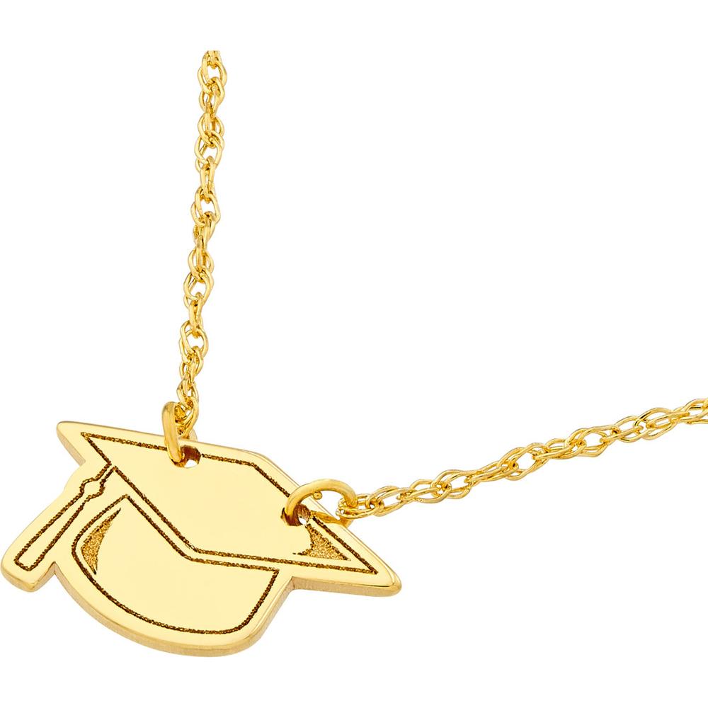 Olas d'Oro - 14K Yellow Gold Graduation Cap Pendant Necklace - Timeless Keepsake for the Graduate