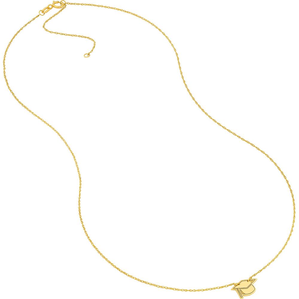 Olas d'Oro - 14K Yellow Gold Graduation Cap Pendant Necklace - Timeless Keepsake for the Graduate