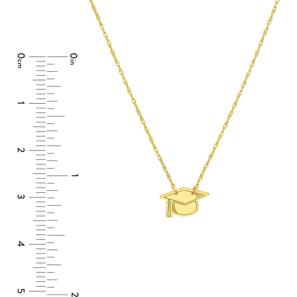 Olas d'Oro - 14K Yellow Gold Graduation Cap Pendant Necklace - Timeless Keepsake for the Graduate