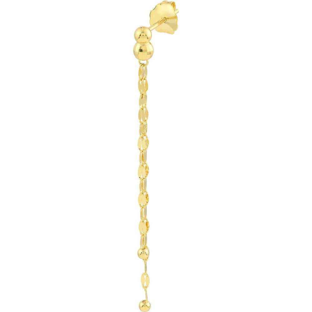 Olas d'Oro - 14K Yellow Gold Hammered Forzentina Dangle Earrings with Bead Detailing