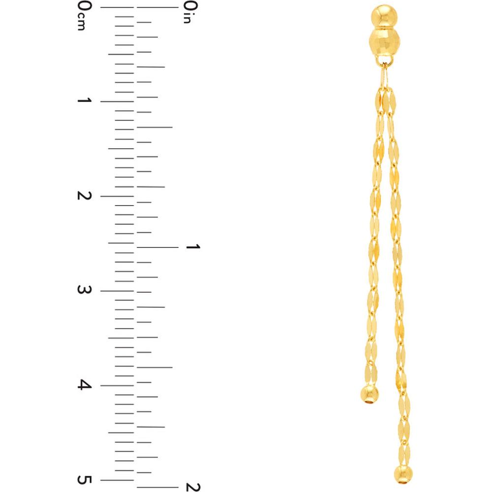 Olas d'Oro - 14K Yellow Gold Hammered Forzentina Dangle Earrings with Bead Detailing