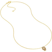 Olas d'Oro - 14K Yellow Gold Hamsa Necklace with Diamond - 0.01 Carat Total Diamond Weight