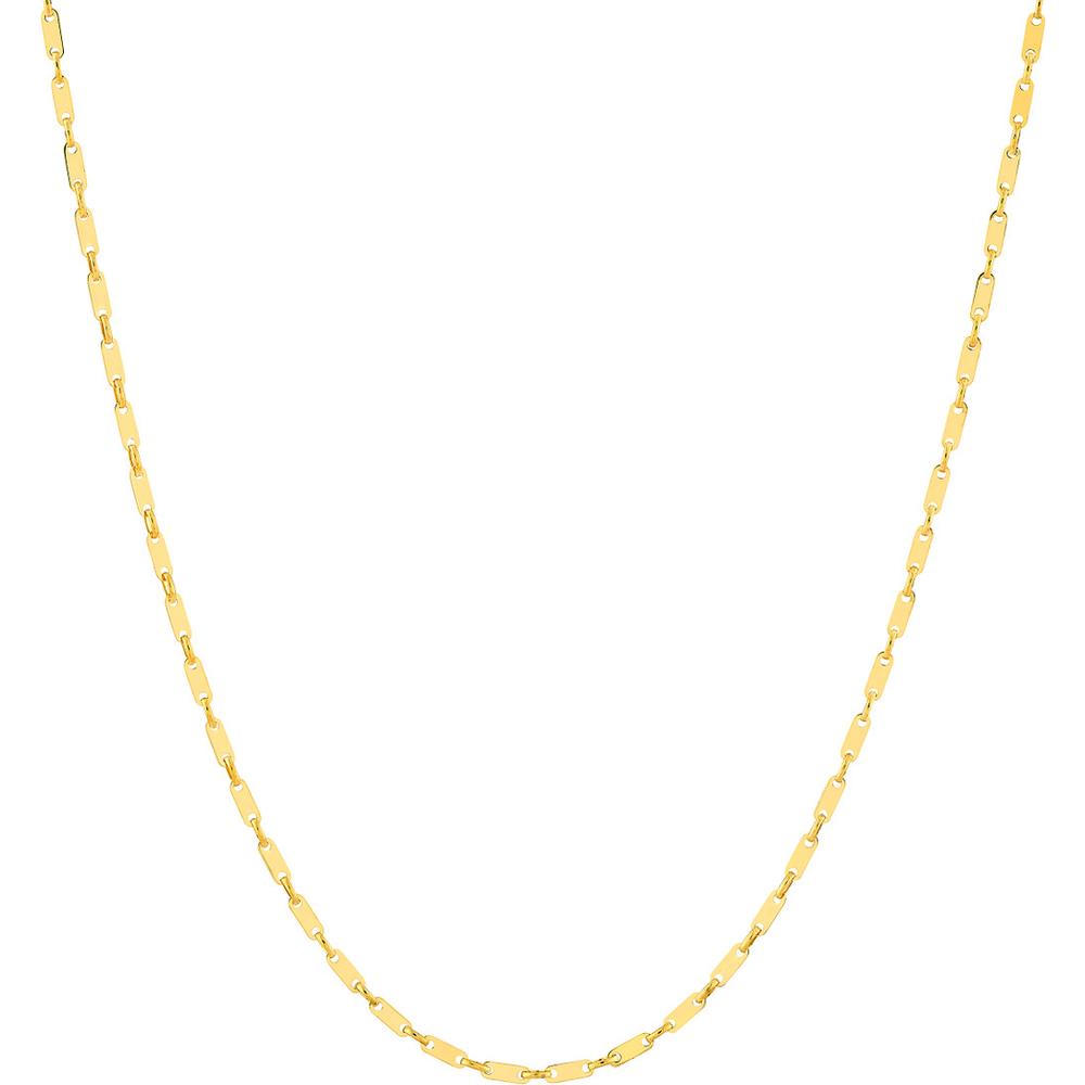 Olas d'Oro - 14K Yellow Gold Handmade Flat Link Chain Bracelet - 7.50 Inches - Elegant Minimalist Design