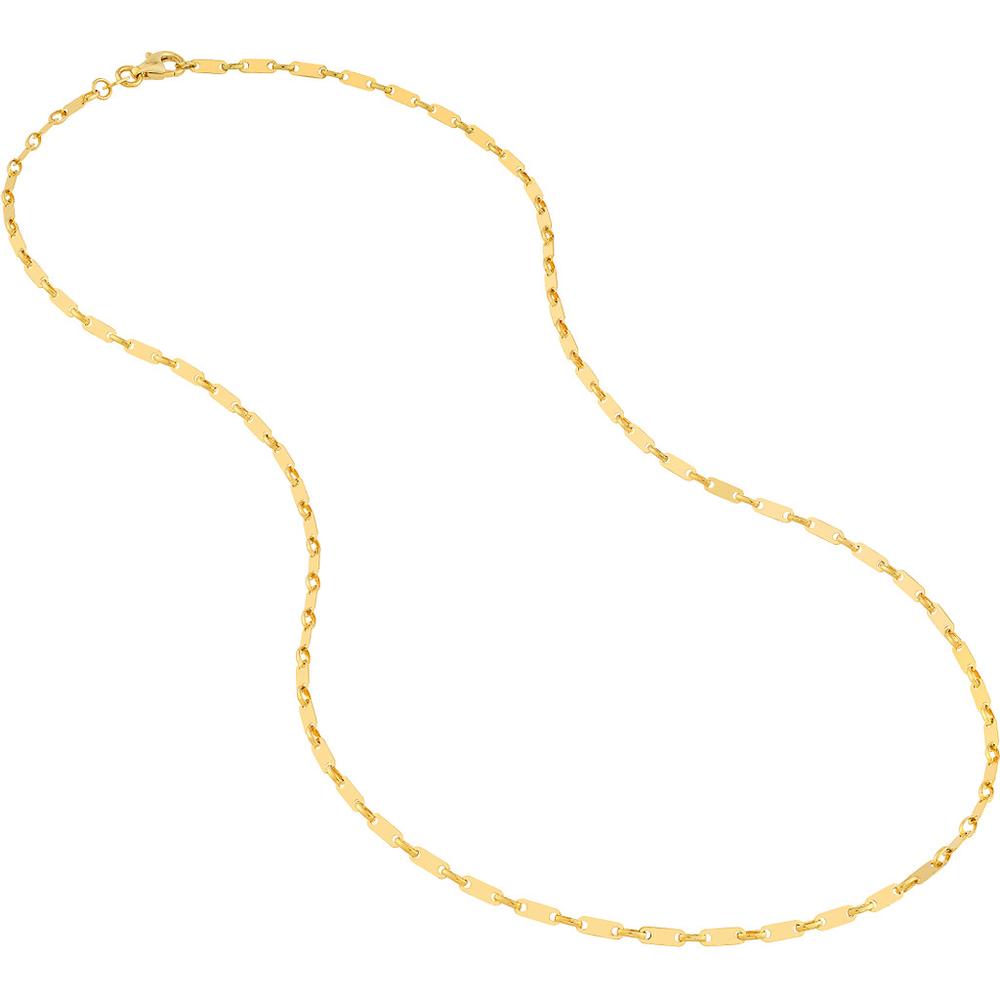 Olas d'Oro - 14K Yellow Gold Handmade Flat Link Chain Bracelet - 7.50 Inches - Elegant Minimalist Design