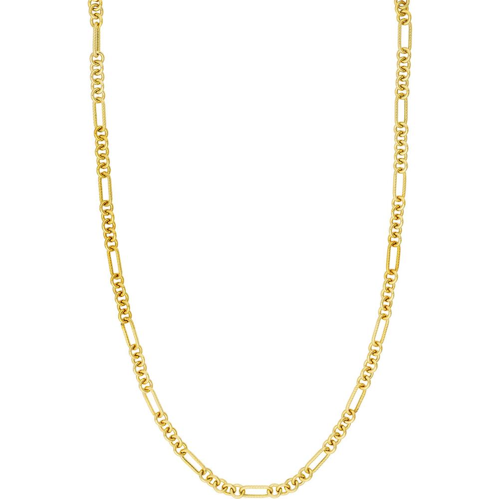 Olas d'Oro - 14K Yellow Gold Handmade Textured Oval Rolo Necklace