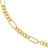 Olas d'Oro - 14K Yellow Gold Handmade Textured Oval Rolo Necklace