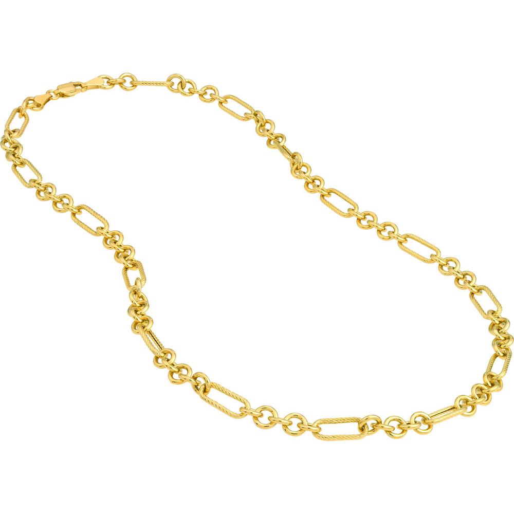 Olas d'Oro - 14K Yellow Gold Handmade Textured Oval Rolo Necklace