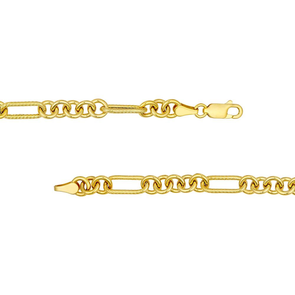 Olas d'Oro - 14K Yellow Gold Handmade Textured Oval Rolo Necklace