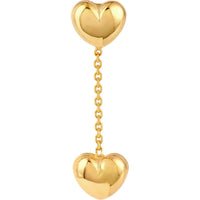 Olas d'Oro - 14K Yellow Gold Heart Cable Chain Dangle Earrings - 1.05g Total Weight