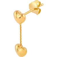 Olas d'Oro - 14K Yellow Gold Heart Cable Chain Dangle Earrings - 1.05g Total Weight