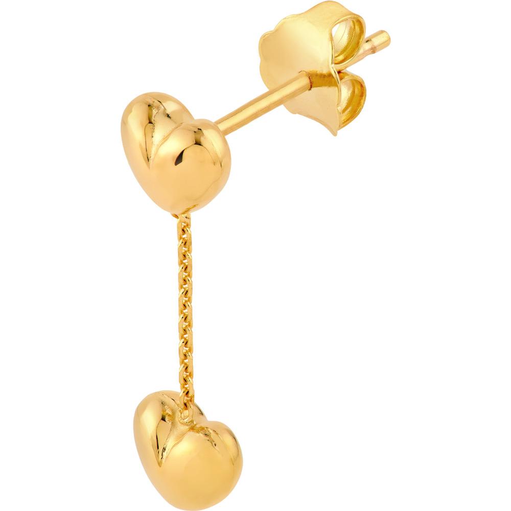 Olas d'Oro - 14K Yellow Gold Heart Cable Chain Dangle Earrings - 1.05g Total Weight