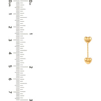 Olas d'Oro - 14K Yellow Gold Heart Cable Chain Dangle Earrings - 1.05g Total Weight