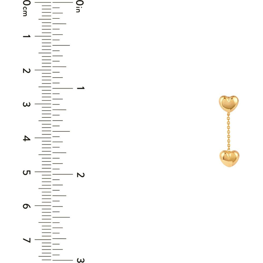 Olas d'Oro - 14K Yellow Gold Heart Cable Chain Dangle Earrings - 1.05g Total Weight