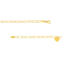 Olas d'Oro - 14K Yellow Gold Heart Charm Paperclip Bracelet - 2.03g