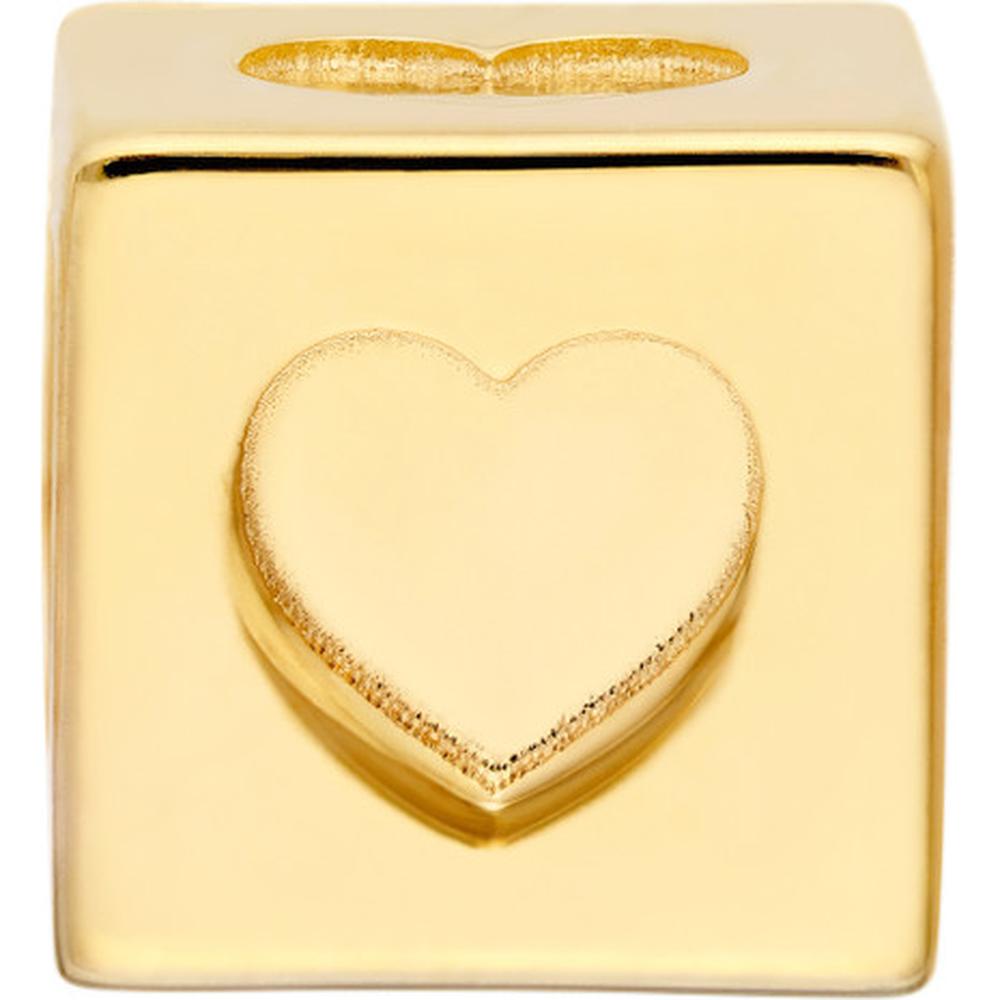 Olas d'Oro - 14K Yellow Gold Heart Cube Charm by  - Modern Chic Design