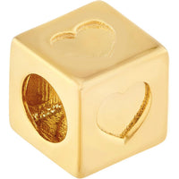 Olas d'Oro - 14K Yellow Gold Heart Cube Charm by  - Modern Chic Design