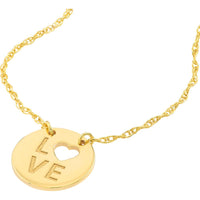 Olas d'Oro - 14K Yellow Gold Heart Cutout Love Mini Disc Adjustable Necklace