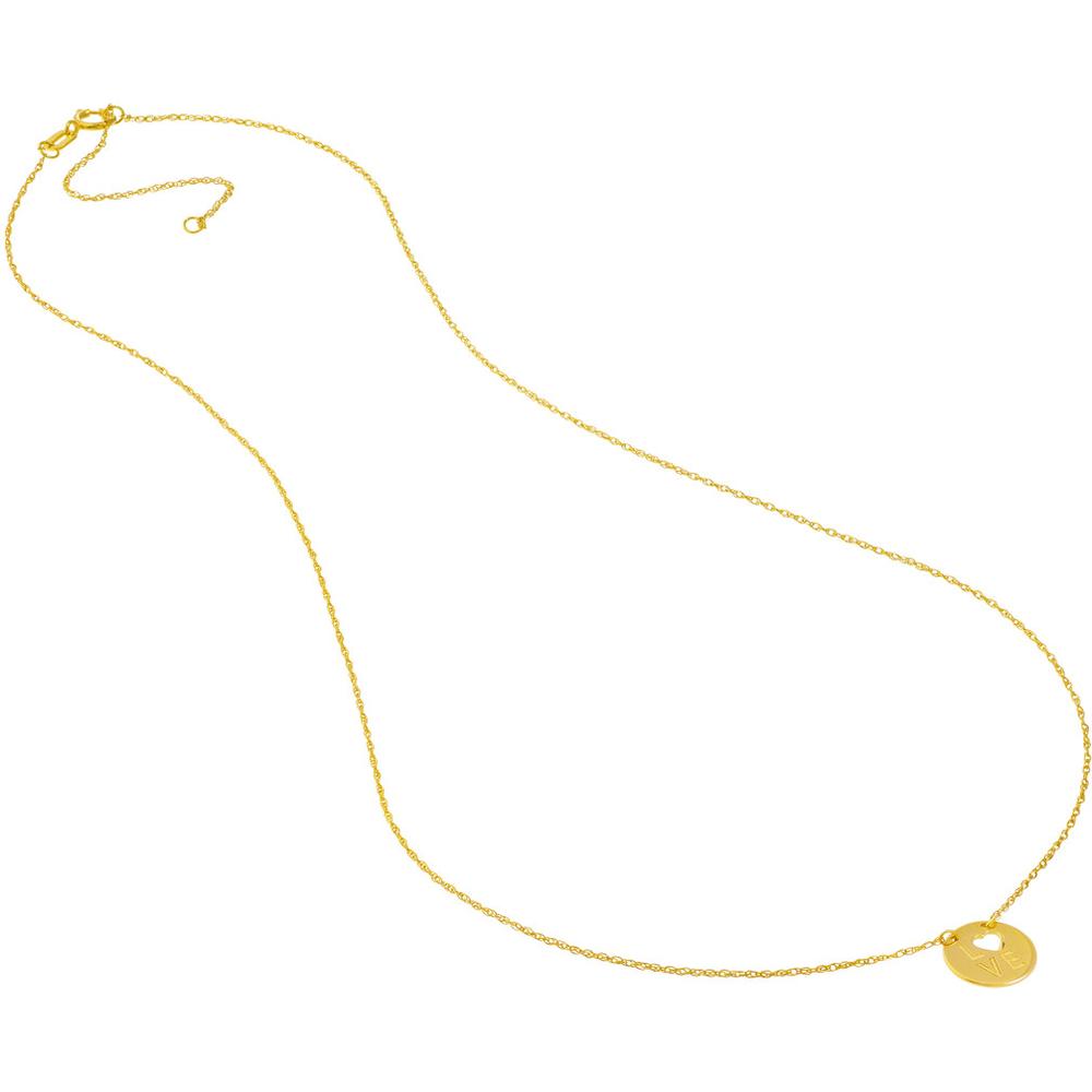 Olas d'Oro - 14K Yellow Gold Heart Cutout Love Mini Disc Adjustable Necklace