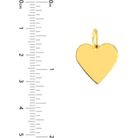 Olas d'Oro - 14K Yellow Gold Heart Engravable Pendant Charm - 1.10g