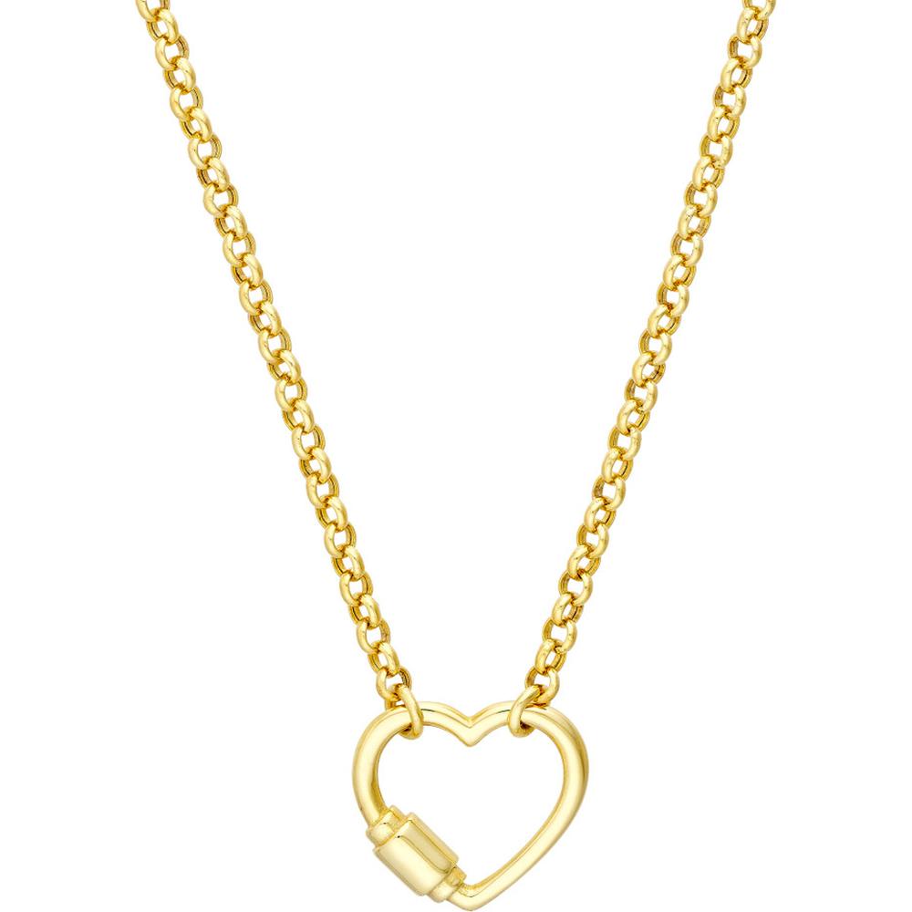 Olas d'Oro - 14K Yellow Gold Heart Faux Carabiner on Rolo Chain Necklace
