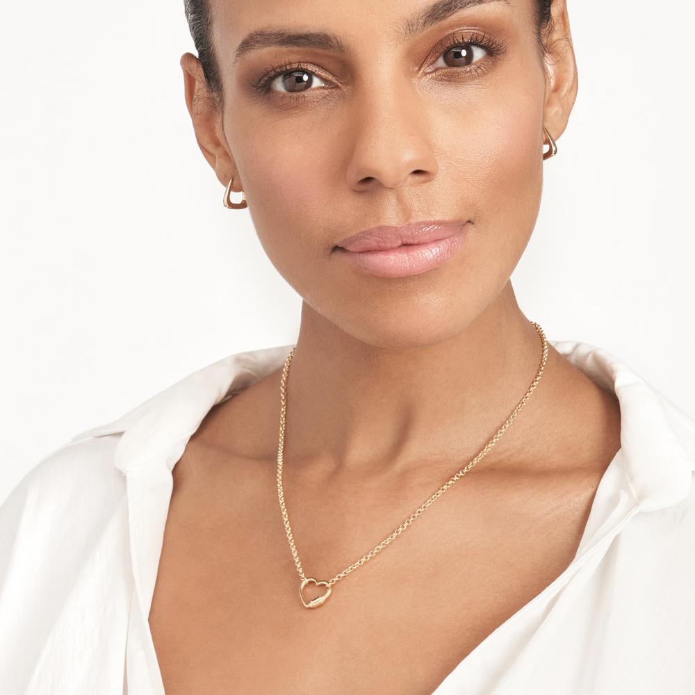 Olas d'Oro - 14K Yellow Gold Heart Faux Carabiner on Rolo Chain Necklace