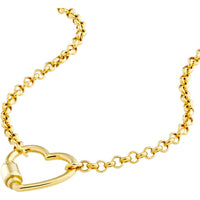 Olas d'Oro - 14K Yellow Gold Heart Faux Carabiner on Rolo Chain Necklace