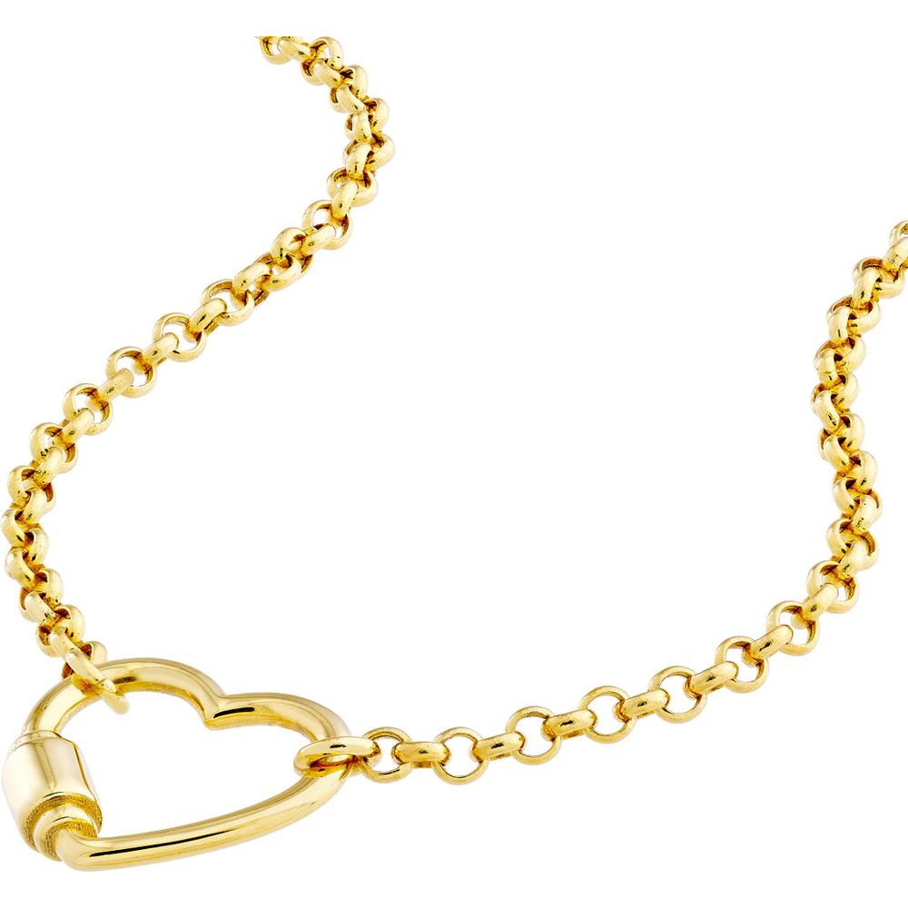Olas d'Oro - 14K Yellow Gold Heart Faux Carabiner on Rolo Chain Necklace