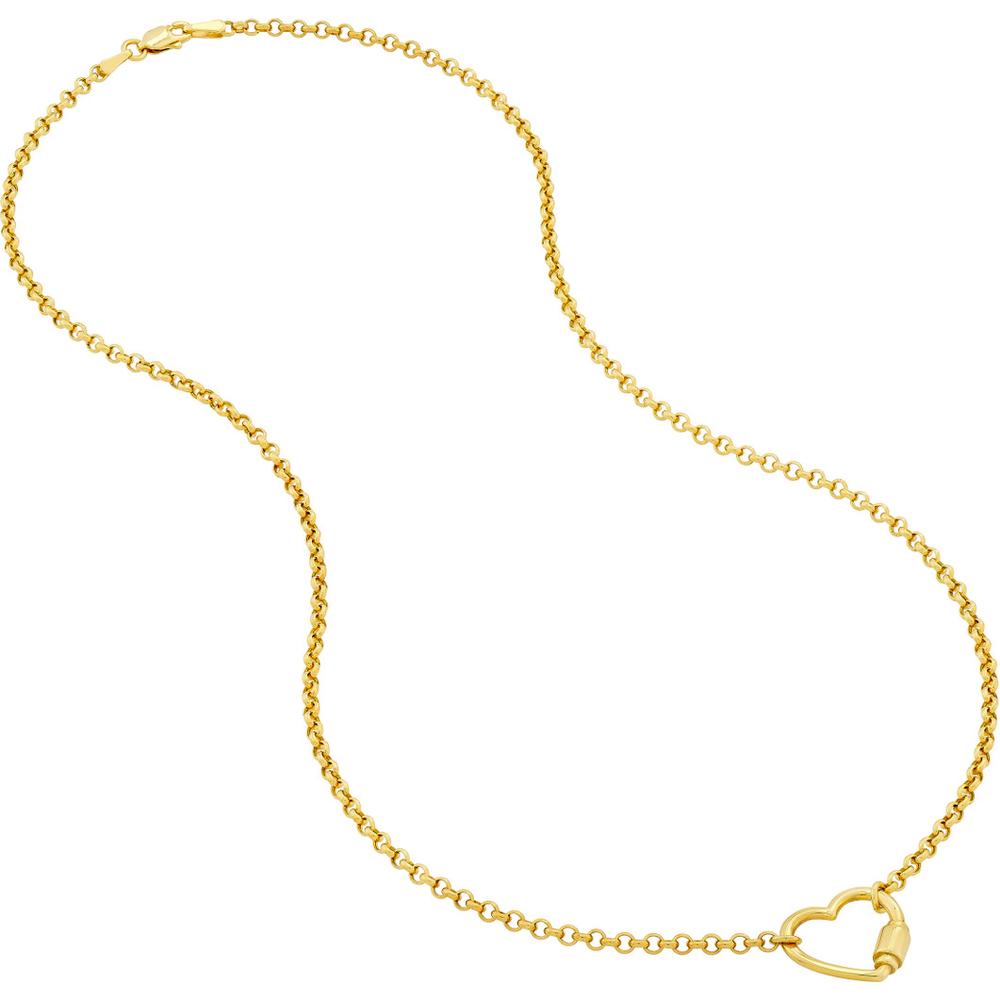 Olas d'Oro - 14K Yellow Gold Heart Faux Carabiner on Rolo Chain Necklace