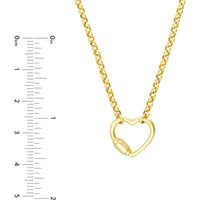 Olas d'Oro - 14K Yellow Gold Heart Faux Carabiner on Rolo Chain Necklace