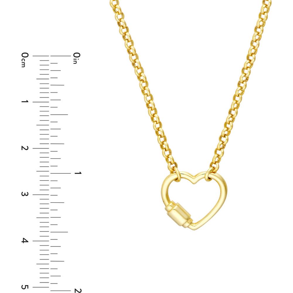 Olas d'Oro - 14K Yellow Gold Heart Faux Carabiner on Rolo Chain Necklace