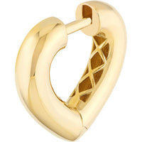 Olas d'Oro - 14K Yellow Gold Heart Huggie Earrings with Snap-Lock Clasp - 2.75g Total Weight