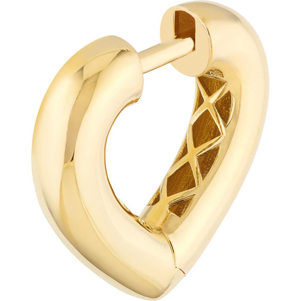 Olas d'Oro - 14K Yellow Gold Heart Huggie Earrings with Snap-Lock Clasp - 2.75g Total Weight