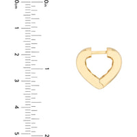 Olas d'Oro - 14K Yellow Gold Heart Huggie Earrings with Snap-Lock Clasp - 2.75g Total Weight