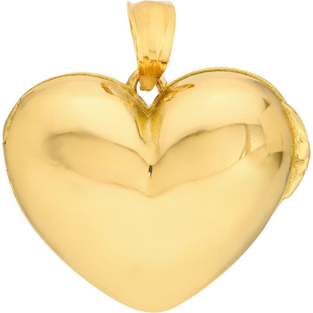 Olas d'Oro - 14K Yellow Gold Heart Locket Pendant - 5.50g